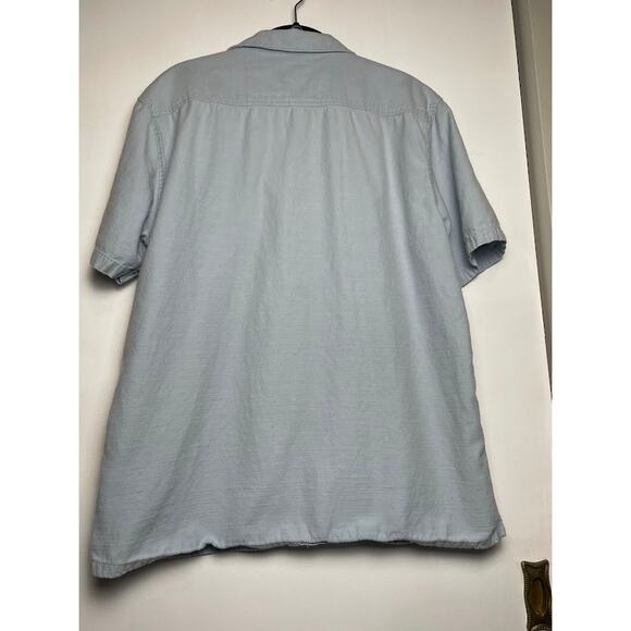 Primark Blue Button Up Mens Size Large Short Sleeve Dress Shirt Casual Solid - Picture 7 of 11